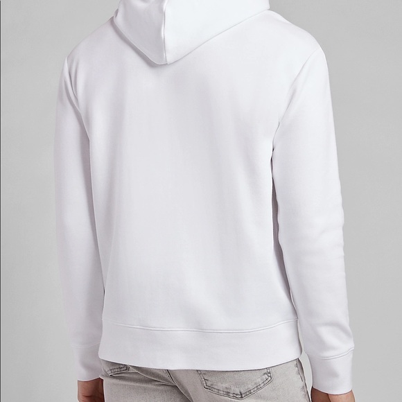 EXPRESS Solid Double Knit Relaxed Hoodie - WHITE - Picture 2 of 6